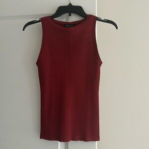 WHBM Rust Sleeveless Ribbed Tank Top, Size XS